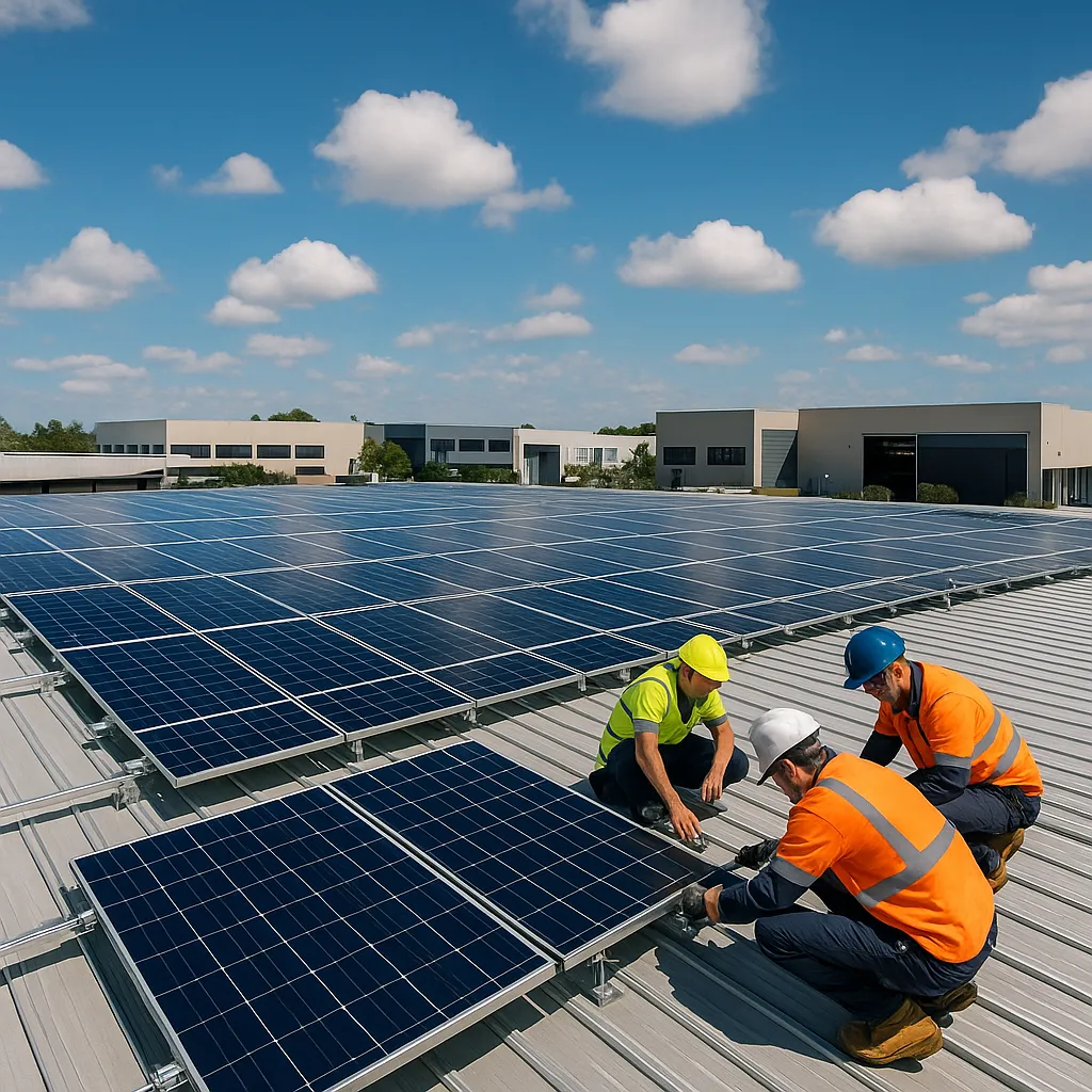 Solar panel system installations for commercial buildings